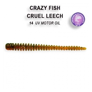 Crazy Fish Gumová nástraha Cruel Leech 5,5cm barva 14 motor oil -8ks