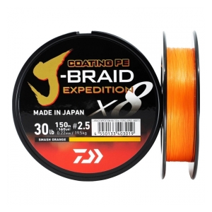 Daiwa Pletená šňůra  J-BRAID EXPEDITION X8 SMASH ORANGE 150m - 0,06mm 5,2kg