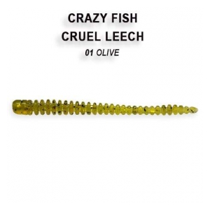 Crazy Fish Gumová nástraha Cruel Leech 5,5cm barva 1 olive -8ks