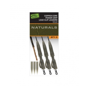 Fox International Koncová montáž Edges Naturals Copper-Core Power Grip Lead Clip Leaders x3